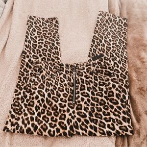 Forever 21 animal print zipper front straight leg jeans NWT